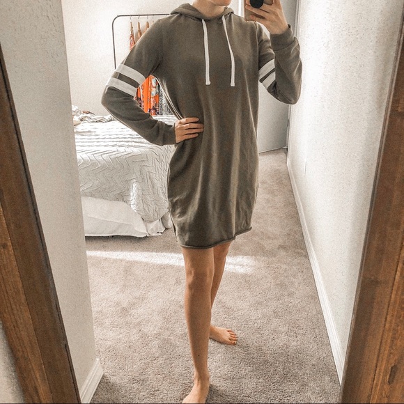 olive green hoodie dress